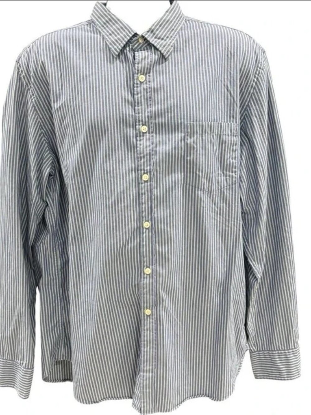 NWT J. Crew Mens Size XL Blue Green 100% Cotton Striped Button Down Shirt NEW